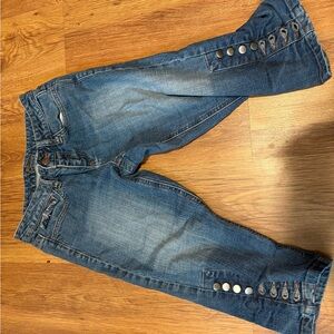 Cache Blue Ankle Jeans with Button Accents
